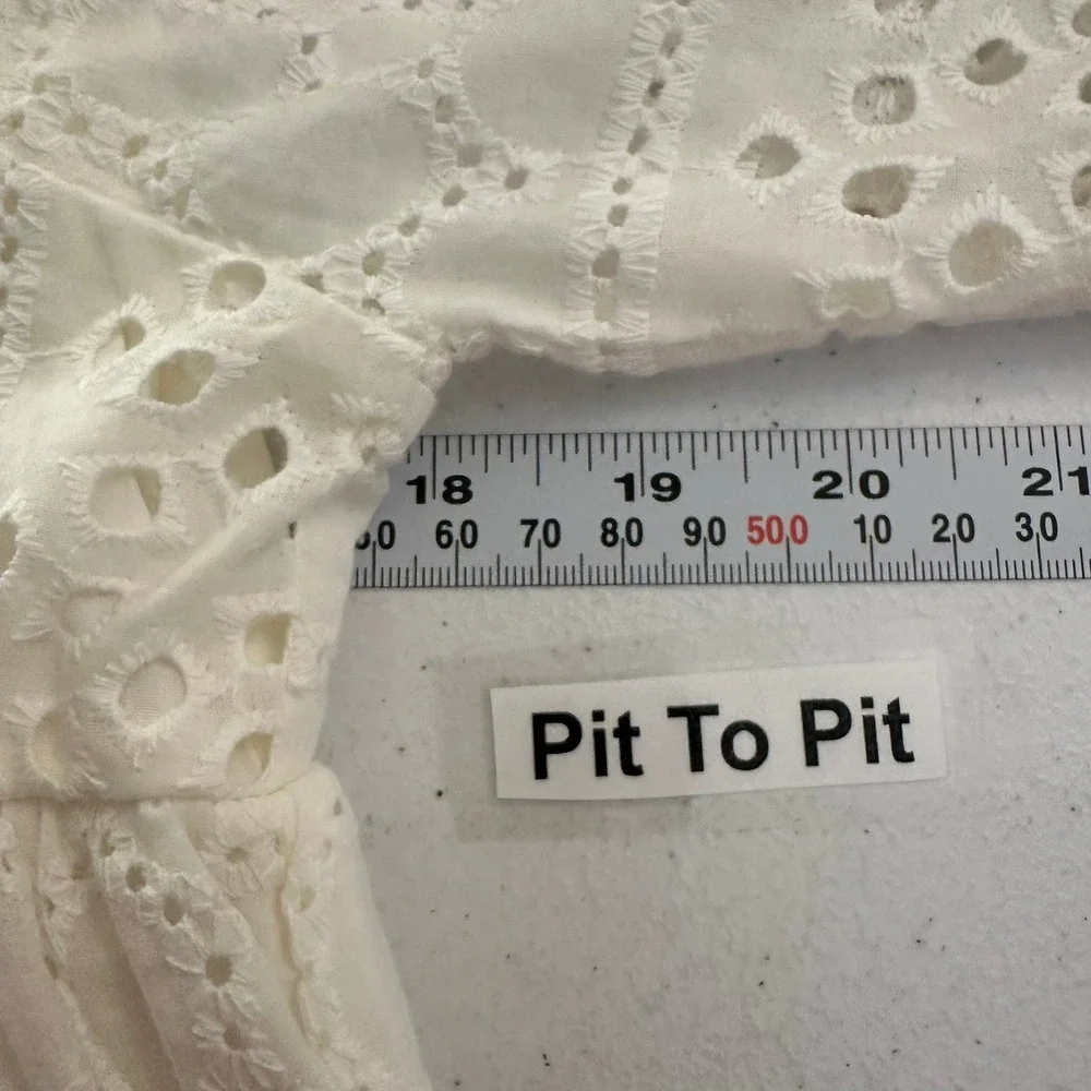 Womens Cottagecore‎ Prairie Midi Dress Size M Eyelet Lace Romantic Tiered - Picture 5 of 7